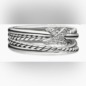 David Yurman Sterling Silver & Diamond X Cable Stack Ring - Silver